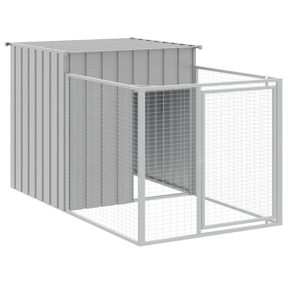 Dog House with Run Light Grey 43.3x79.1x43.3" Galvanised Steel image 2