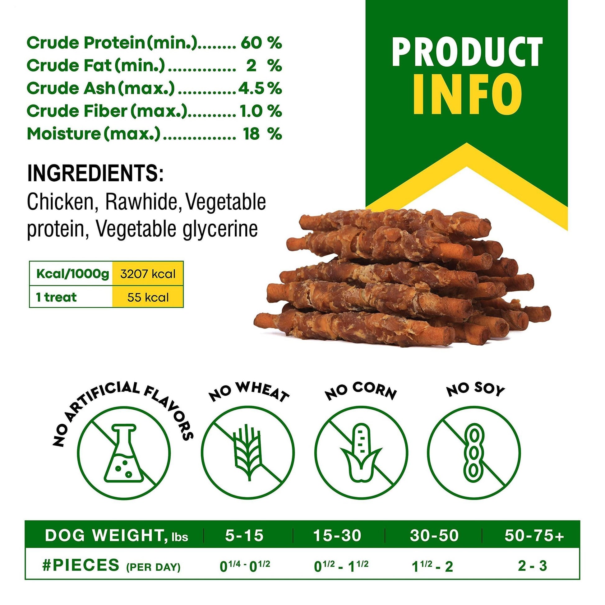 Dog Smoked Rawhide Sticks Wrapped Chicken Pet Natural Chew Treats Grain Free Organic Meat Healthy Human Grade Dried Snac image 5