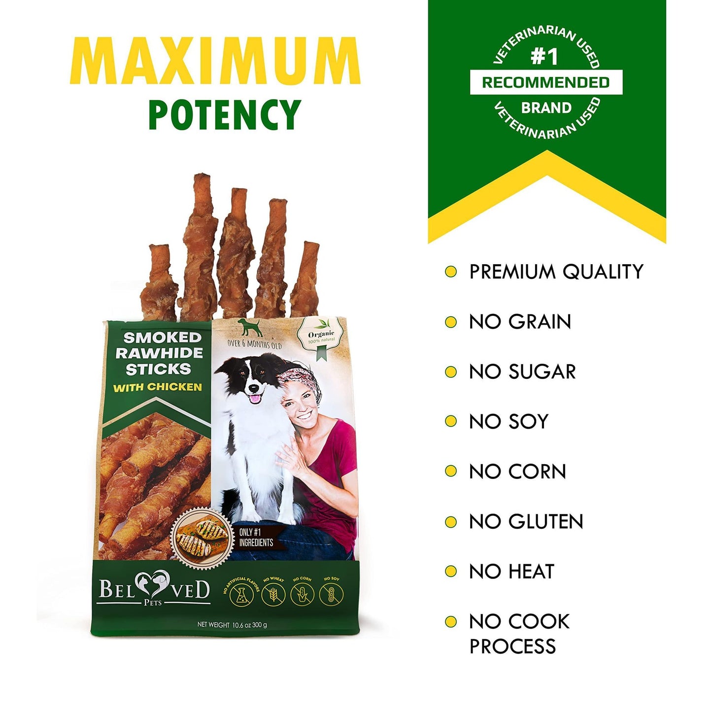 Dog Smoked Rawhide Sticks Wrapped Chicken Pet Natural Chew Treats Grain Free Organic Meat Healthy Human Grade Dried Snac image 6