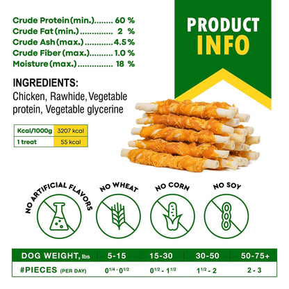 Dog Sticks Wrapped with Chicken & Pet Natural Chew Treats Grain Free Organic Meat & Human Grade Dried Snacks in Bulk for image 5