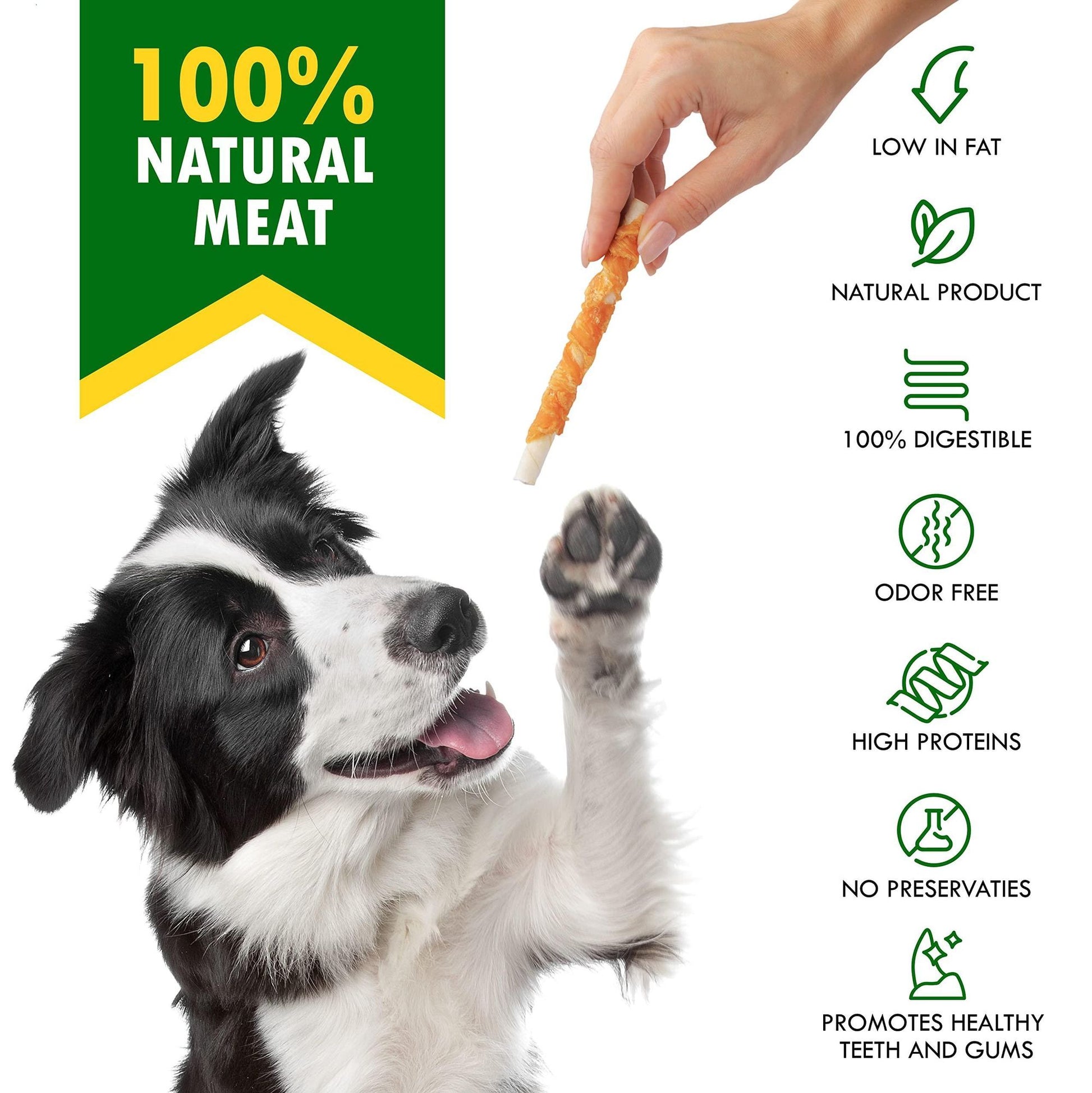Dog Sticks Wrapped with Chicken & Pet Natural Chew Treats Grain Free Organic Meat & Human Grade Dried Snacks in Bulk for image 2