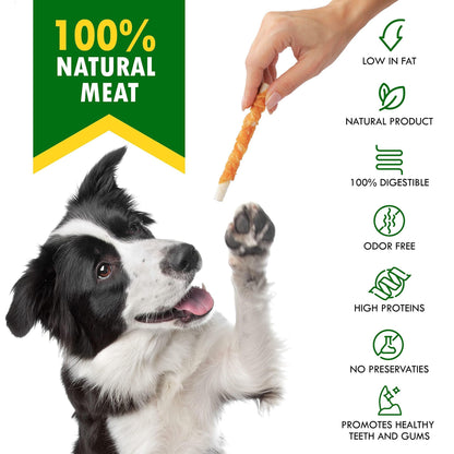 Dog Sticks Wrapped with Chicken & Pet Natural Chew Treats Grain Free Organic Meat & Human Grade Dried Snacks in Bulk for image 2