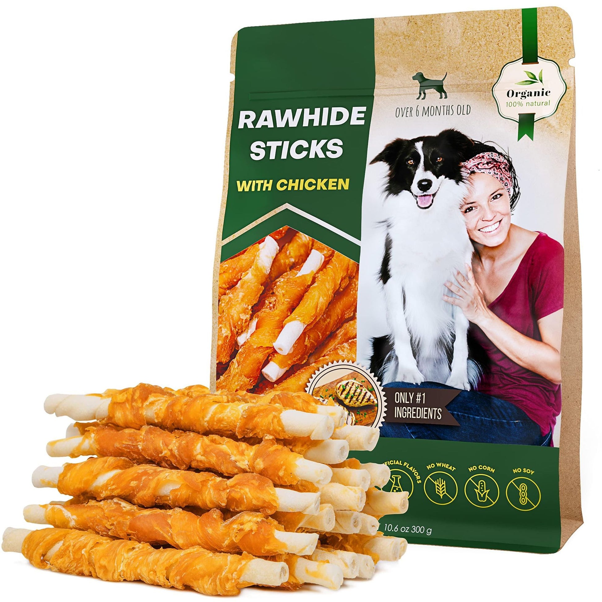Dog Sticks Wrapped with Chicken & Pet Natural Chew Treats Grain Free Organic Meat & Human Grade Dried Snacks in Bulk for image 1