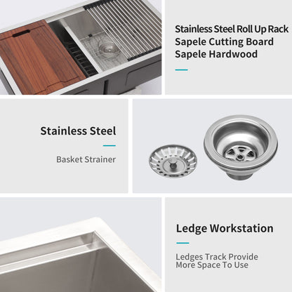 Double Bowl (50/50) Undermount Kitchen Sink- 33"x19"x10" Stainless Steel 16 Gauge with Two 10" Deep Basin image 6