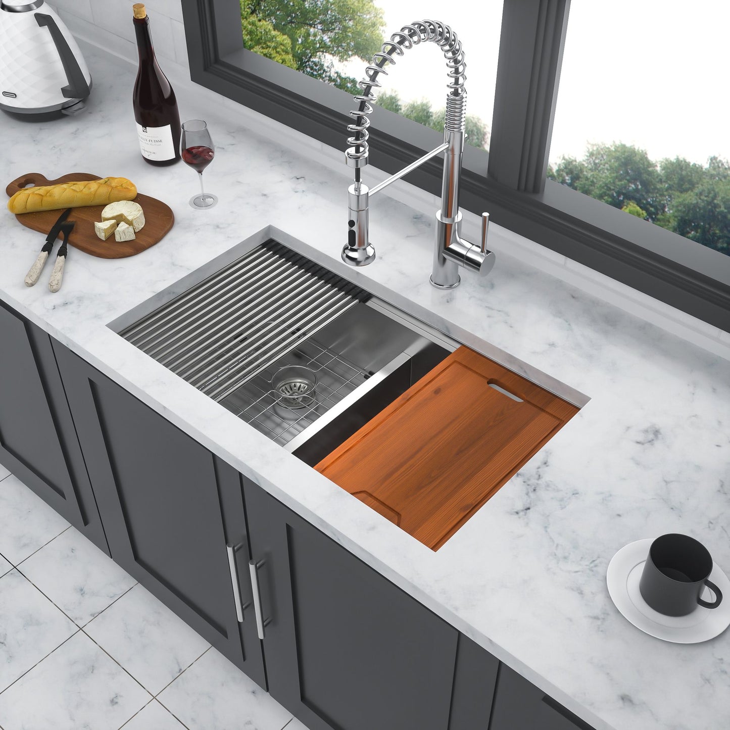 Double Bowl (50/50) Undermount Kitchen Sink- 33"x19"x10" Stainless Steel 16 Gauge with Two 10" Deep Basin image 1