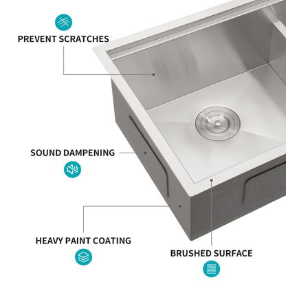 Double Bowl(60/40) Undermount Sink- 30"x19"x10" Double Bowl Kitchen Sink 16 Gauge with Two 10" Deep Basin image 4