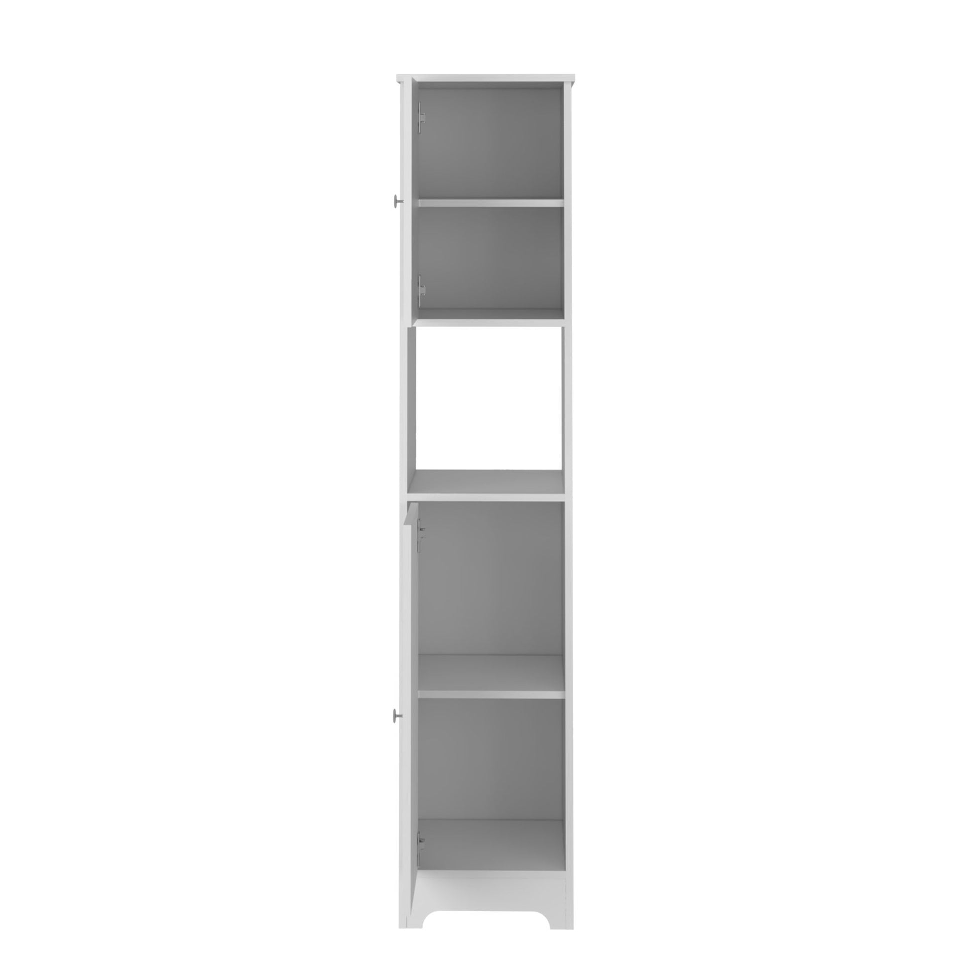 Double Door Cabinet 69" H, Four Interior Shelves, One Open Shelf, White image 2