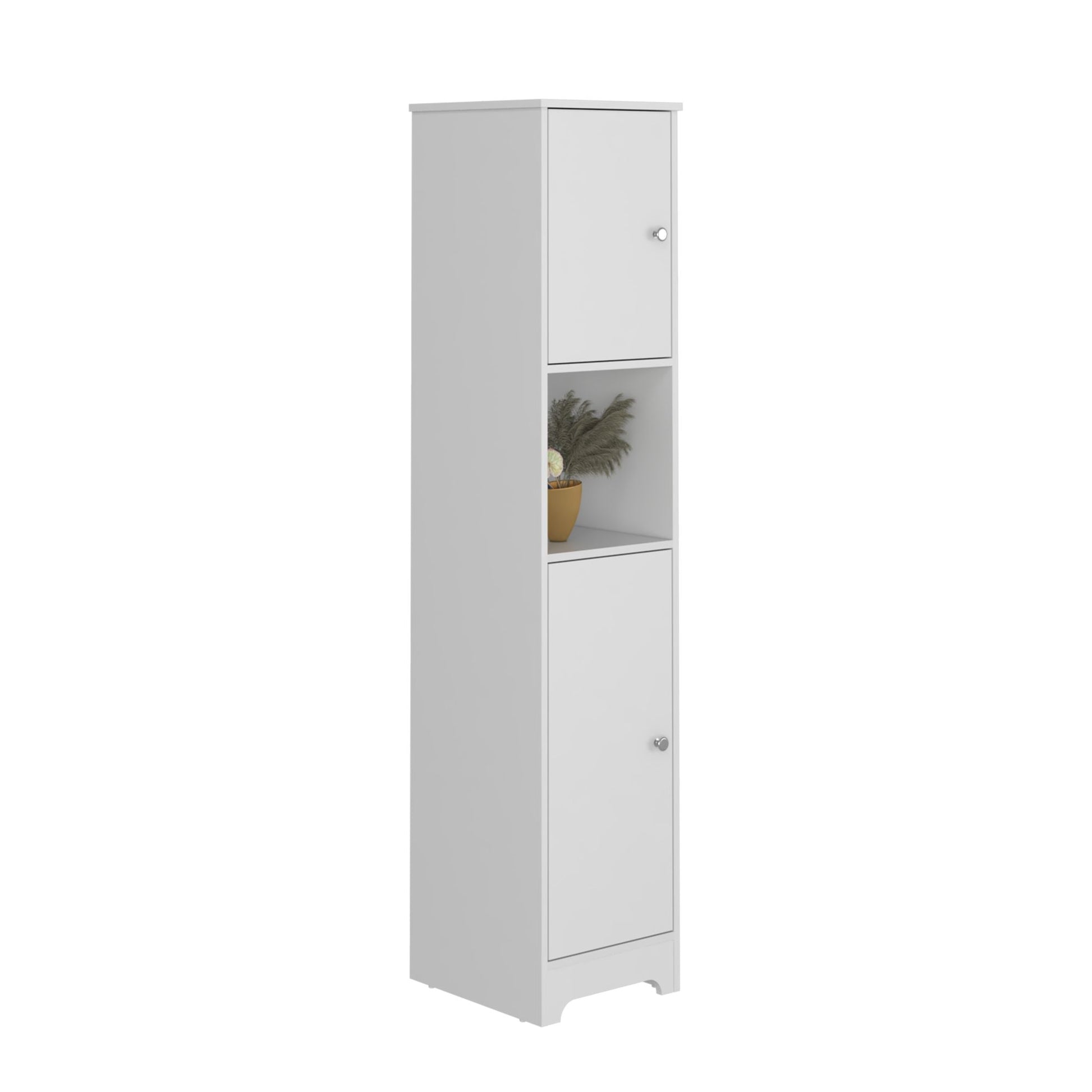 Double Door Cabinet 69" H, Four Interior Shelves, One Open Shelf, White image 5