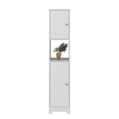 Double Door Cabinet 69" H, Four Interior Shelves, One Open Shelf, White image 6