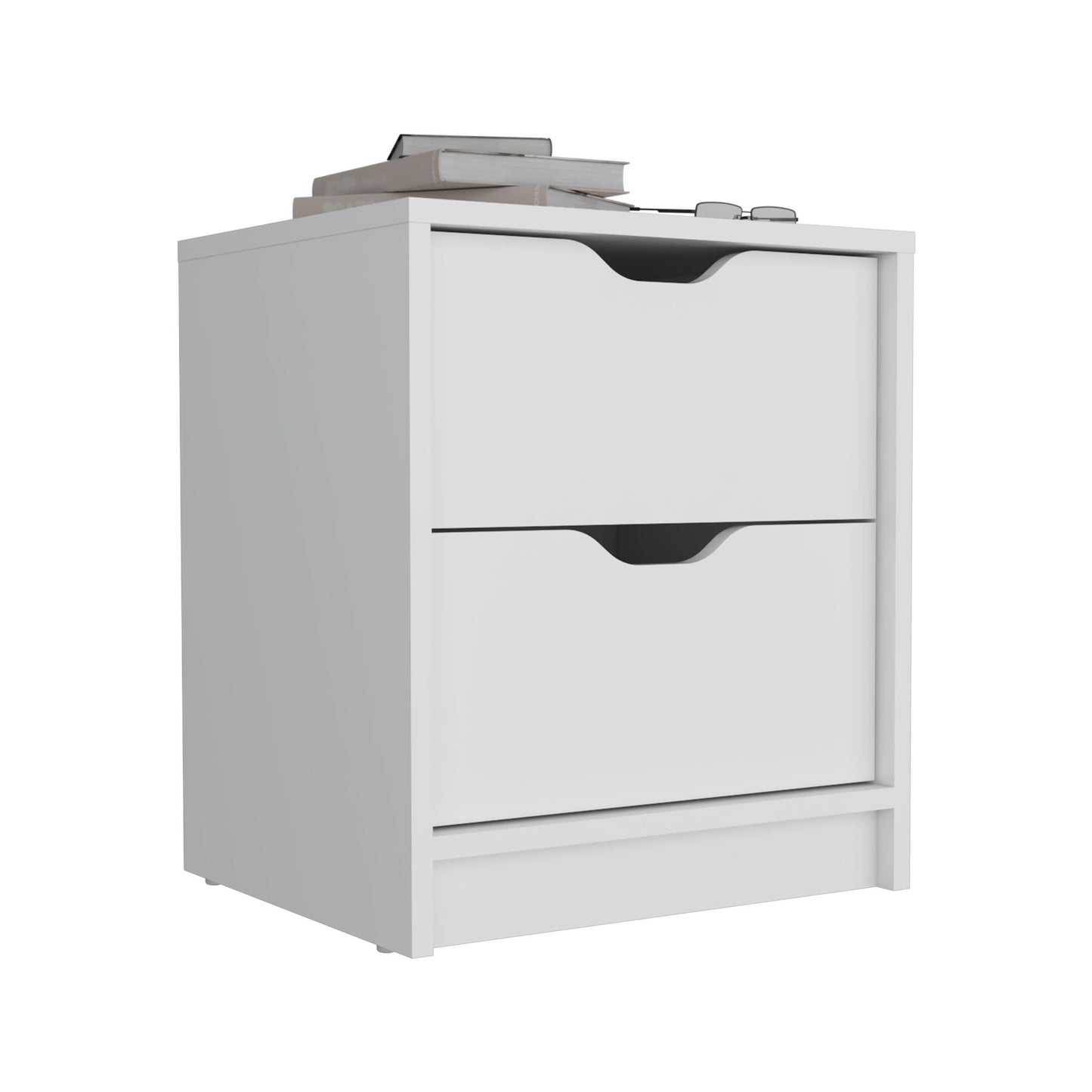 Double Drawer Nightstand 19"H, Bedside Table, White image 6