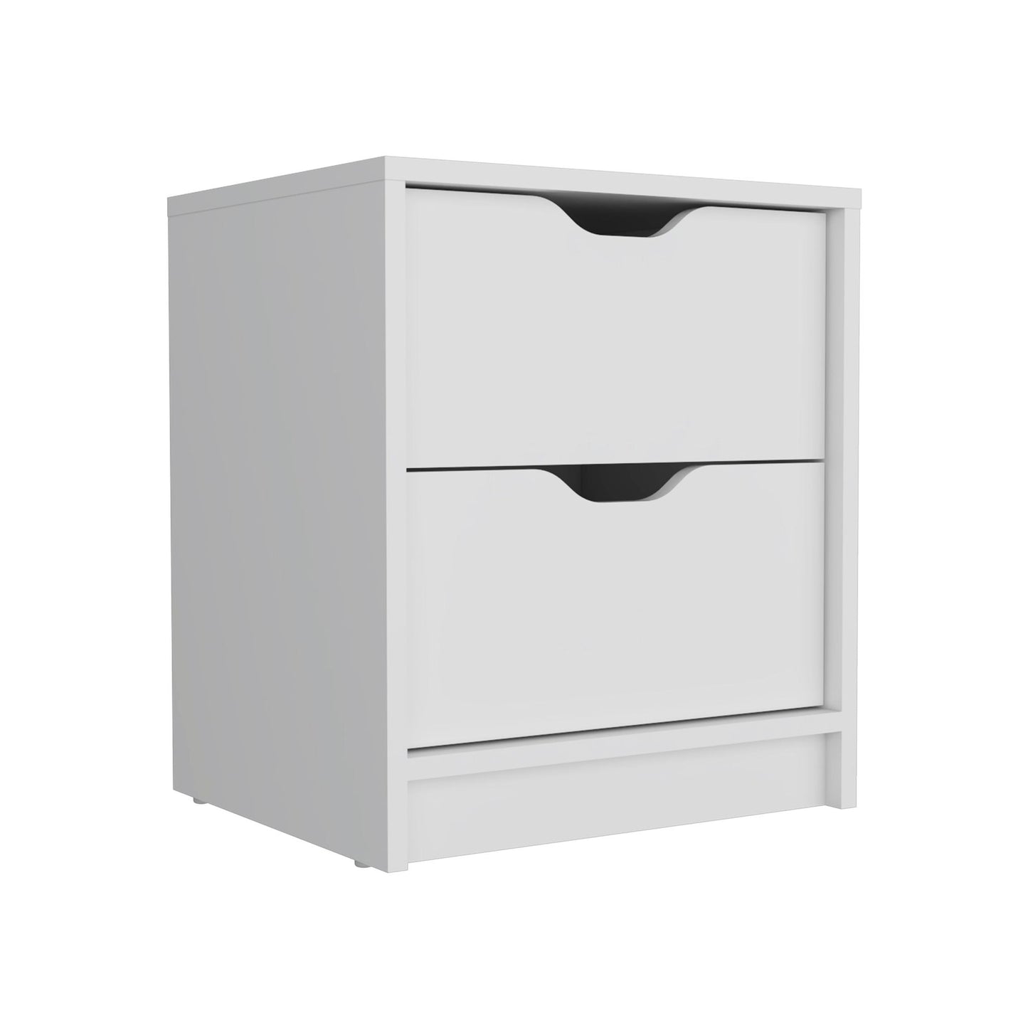 Double Drawer Nightstand 19"H, Bedside Table, White image 3