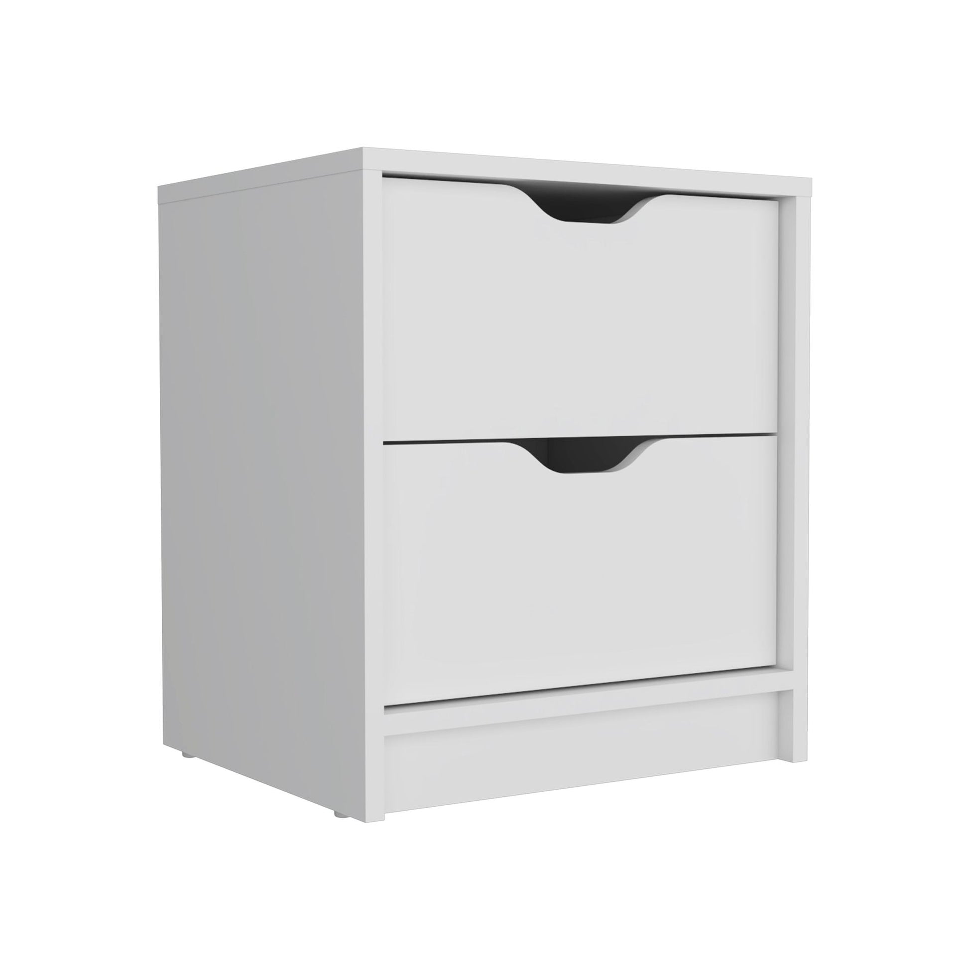 Double Drawer Nightstand 19"H, Bedside Table, White image 3