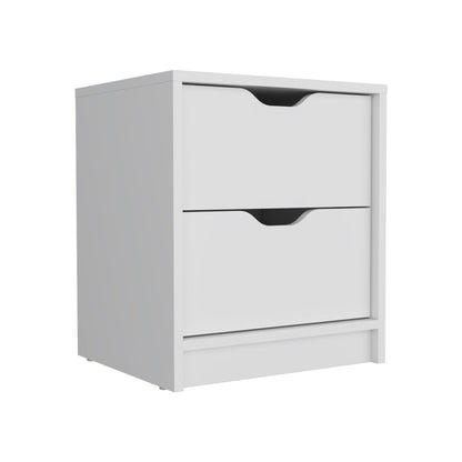 Double Drawer Nightstand 19"H, Bedside Table, White image 3