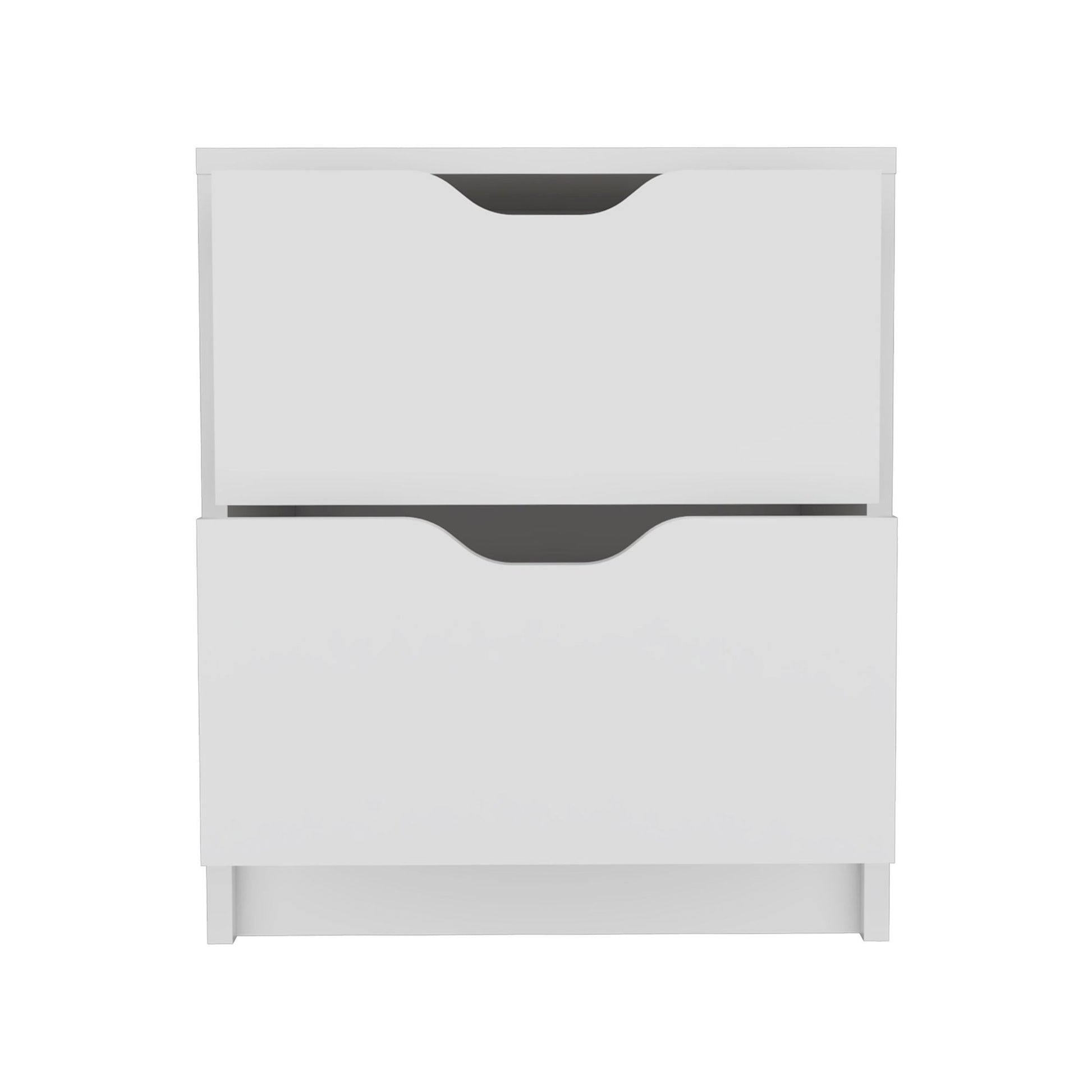 Double Drawer Nightstand 19"H, Bedside Table, White image 4