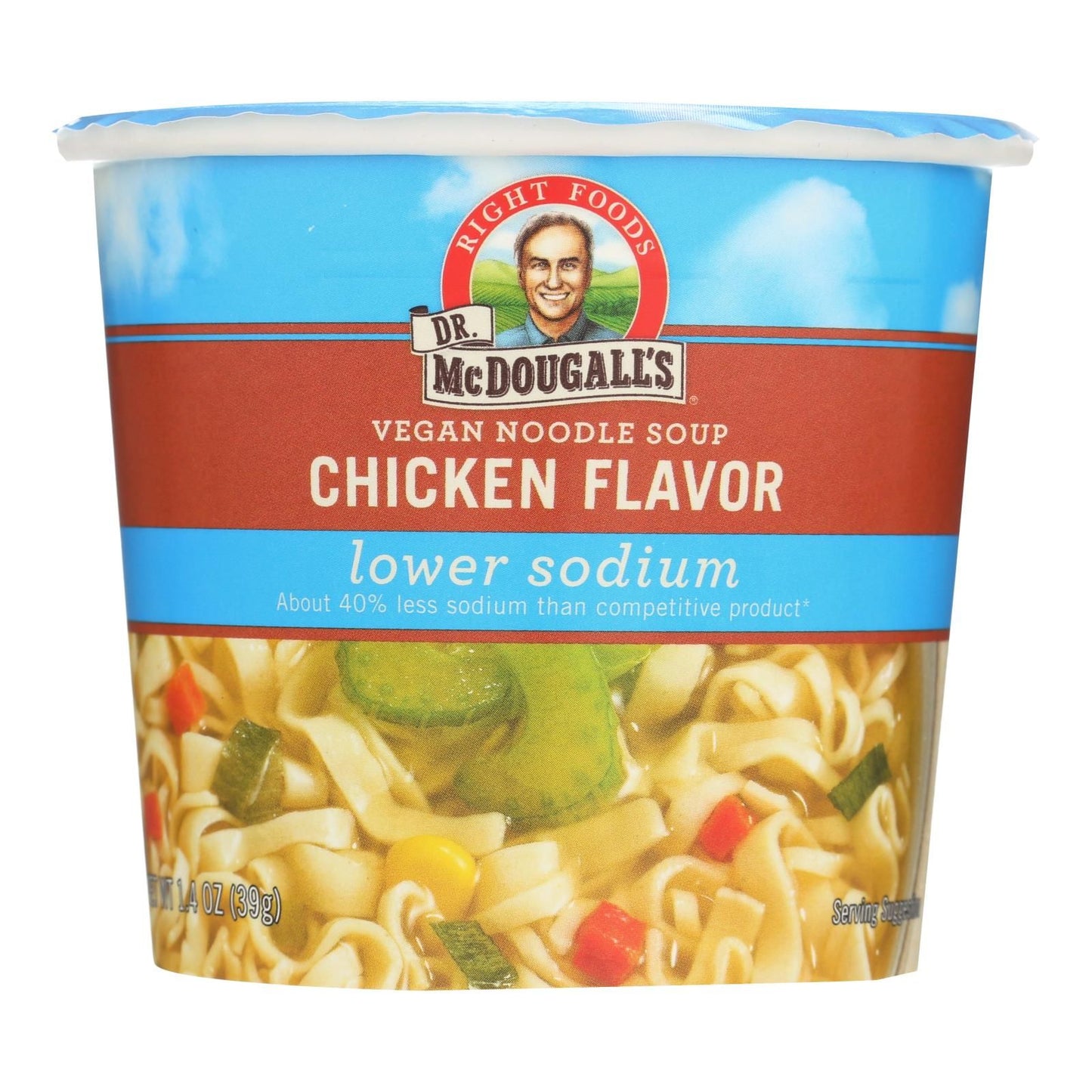 Dr. Mcdougall's Vegan Noodle Lower Sodium Soup Cup - Chicken - Case Of 6 - 1.4 Oz. image 2