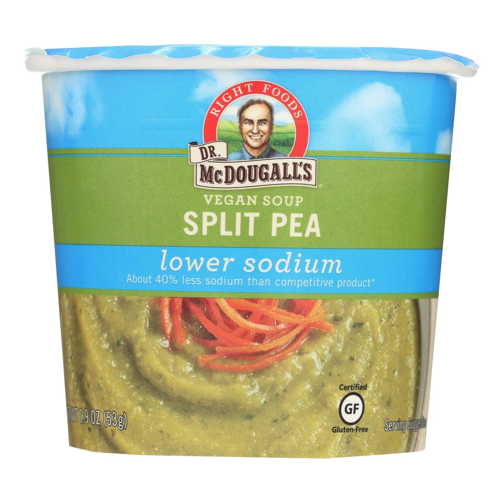Dr. Mcdougall's Vegan Split Pea Lower Sodium Soup Cup - Case Of 6 - 1.9 Oz. image 1