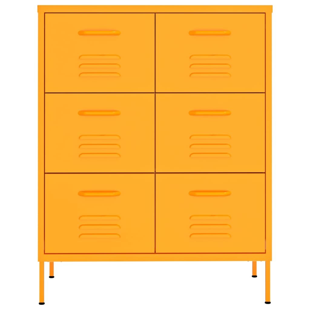 Drawer Cabinet Mustard Yellow 31.5"x13.8"x40" Steel image 3