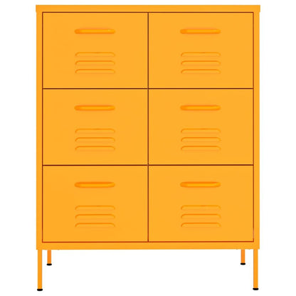 Drawer Cabinet Mustard Yellow 31.5"x13.8"x40" Steel image 3