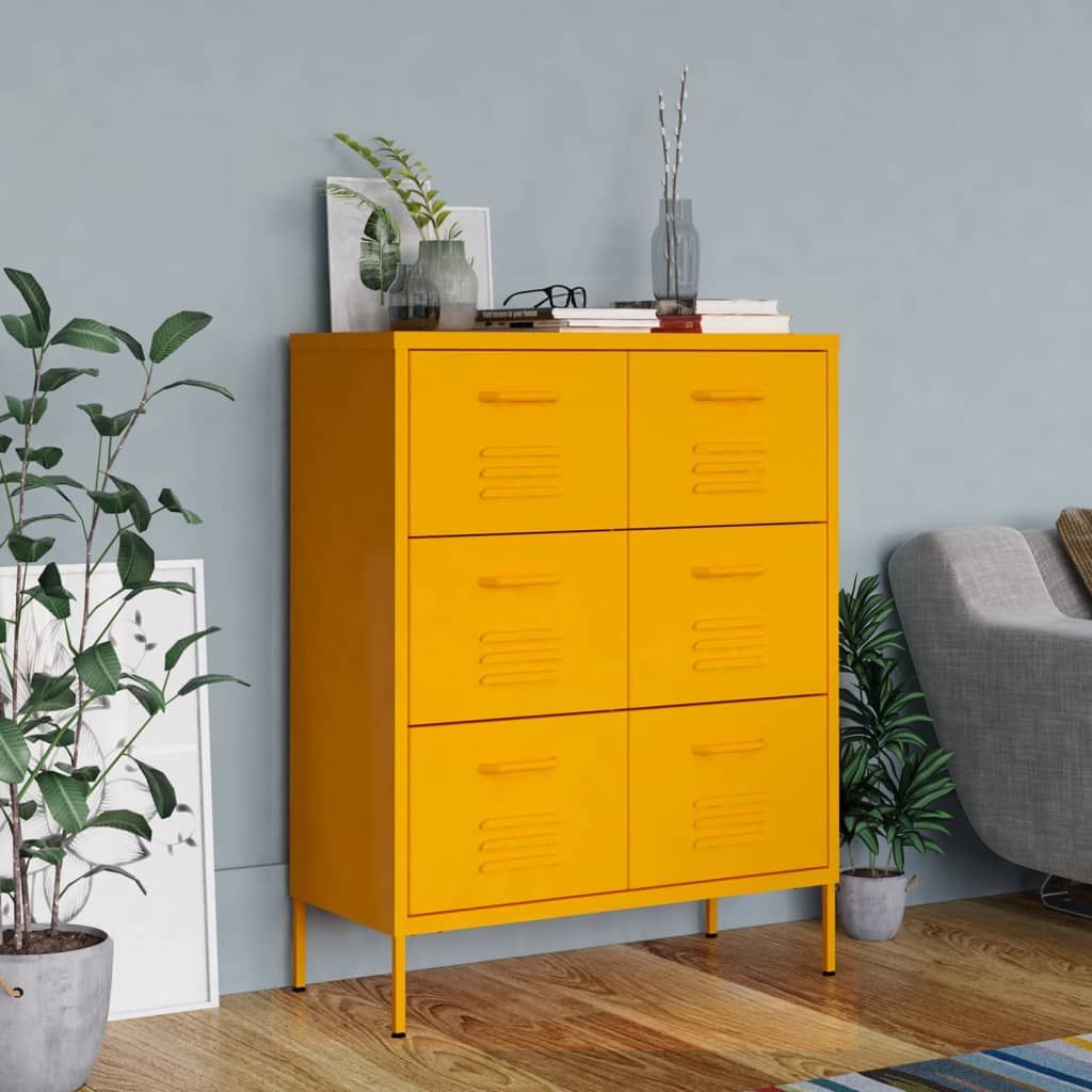Drawer Cabinet Mustard Yellow 31.5"x13.8"x40" Steel image 1