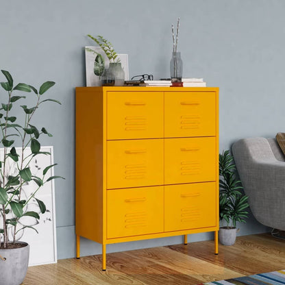 Drawer Cabinet Mustard Yellow 31.5"x13.8"x40" Steel image 1