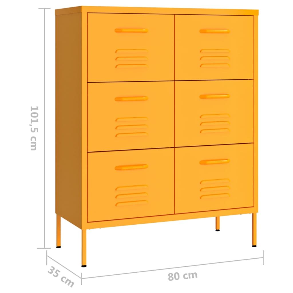 Drawer Cabinet Mustard Yellow 31.5"x13.8"x40" Steel image 9