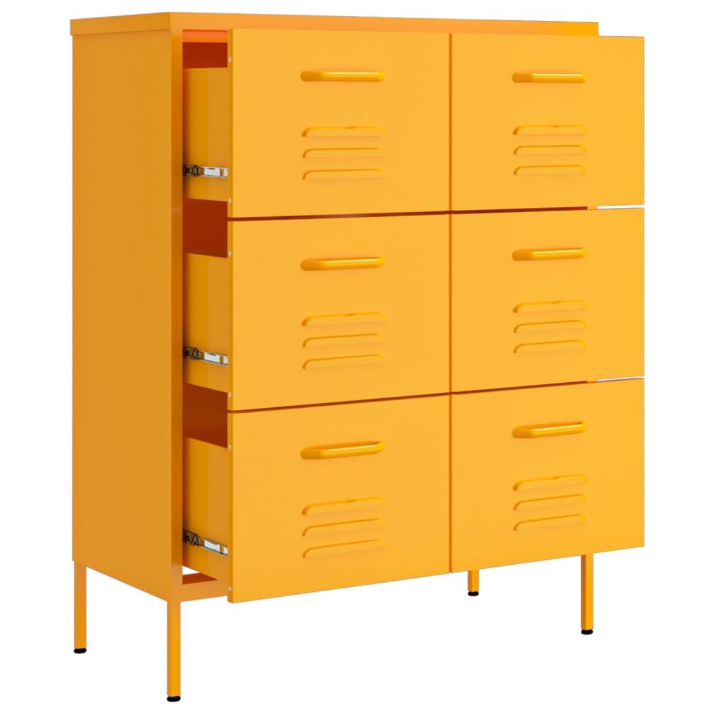 Drawer Cabinet Mustard Yellow 31.5"x13.8"x40" Steel image 6