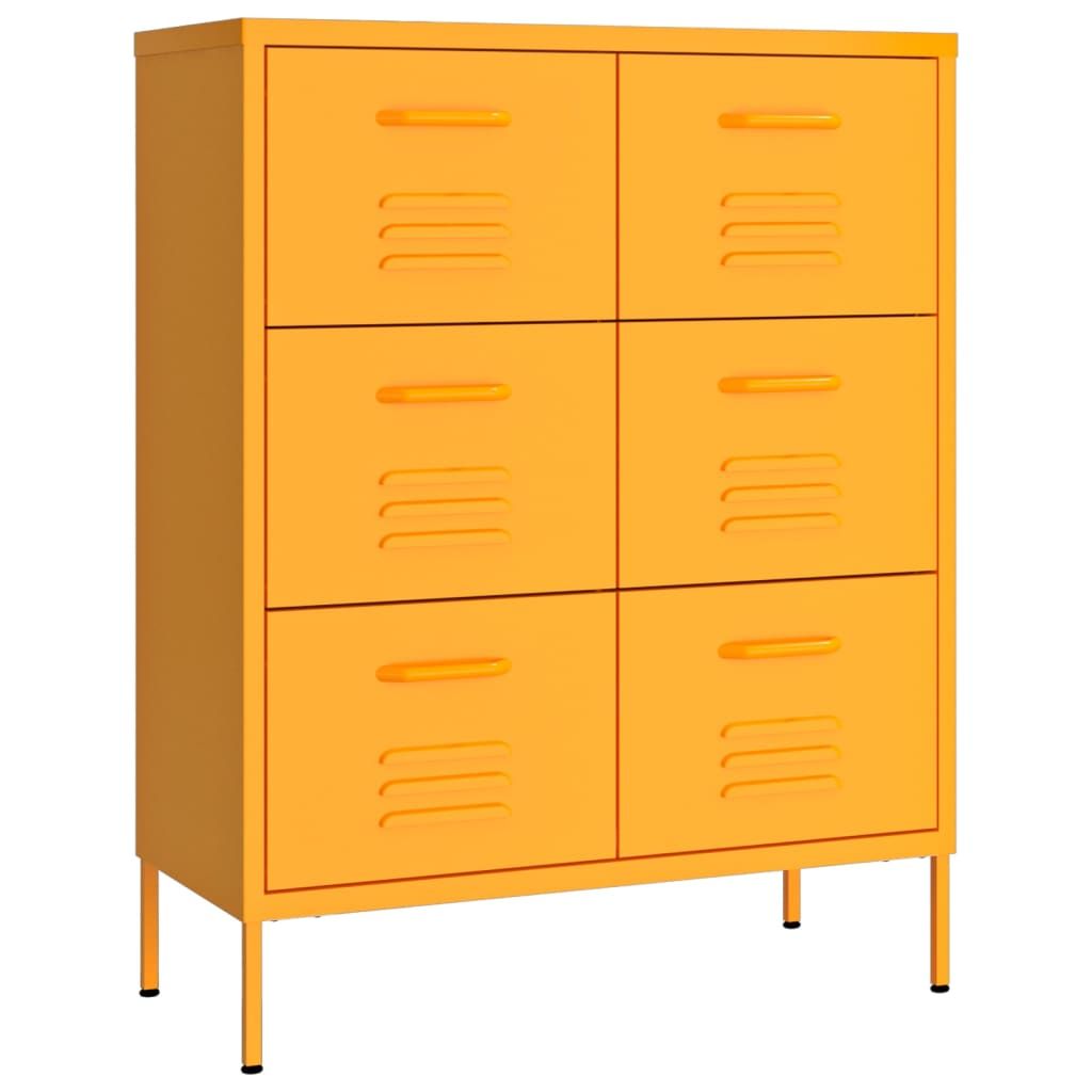 Drawer Cabinet Mustard Yellow 31.5"x13.8"x40" Steel image 2
