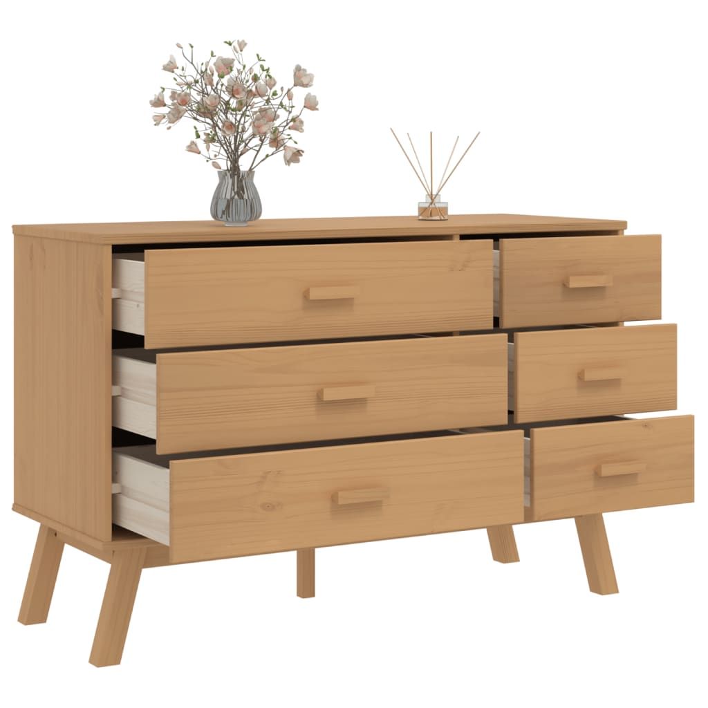 Drawer Cabinet OLDEN Brown Solid Wood Pine image 5