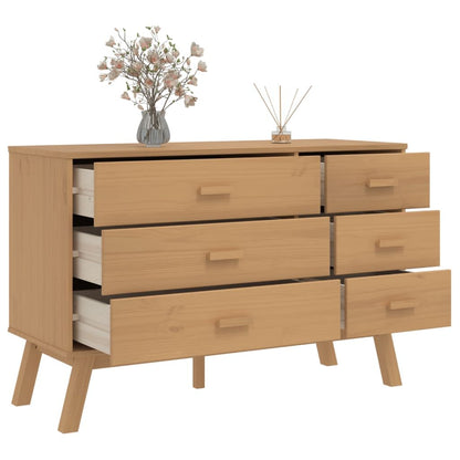 Drawer Cabinet OLDEN Brown Solid Wood Pine image 5