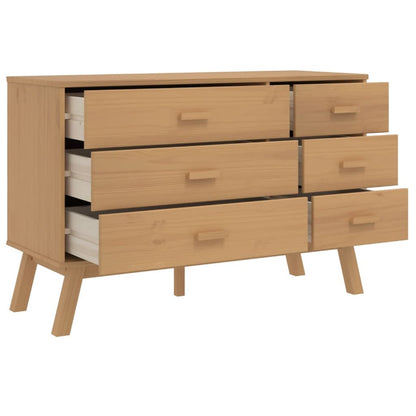 Drawer Cabinet OLDEN Brown Solid Wood Pine image 6