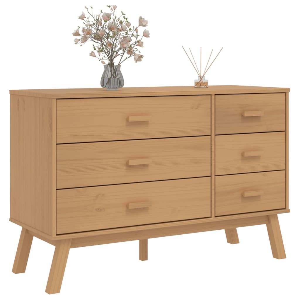 Drawer Cabinet OLDEN Brown Solid Wood Pine image 4