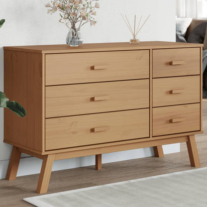 Drawer Cabinet OLDEN Brown Solid Wood Pine image 1