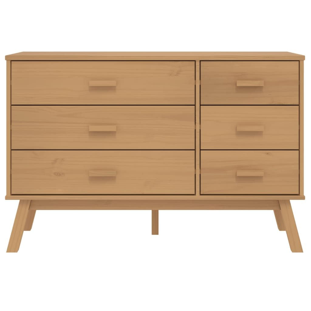 Drawer Cabinet OLDEN Brown Solid Wood Pine image 7