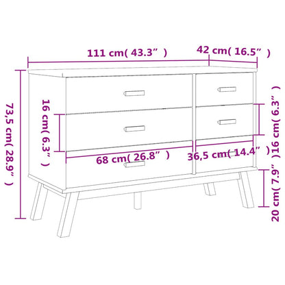 Drawer Cabinet OLDEN Brown Solid Wood Pine image 12