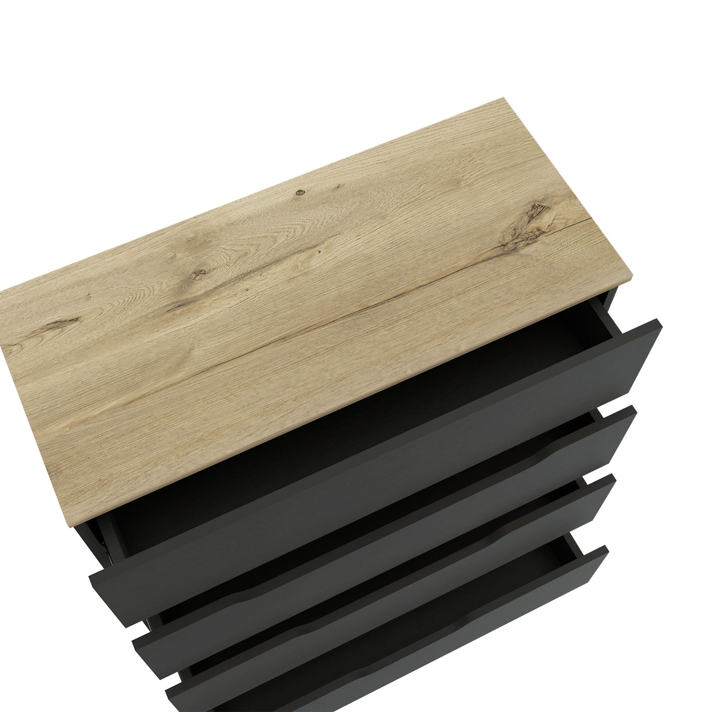 Drawer Dresser 35"H, Four Drawers, Superior Top, Black / Light Oak image 7