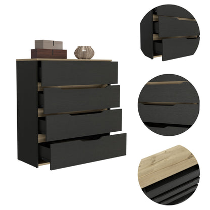 Drawer Dresser 35"H, Four Drawers, Superior Top, Black / Light Oak image 5