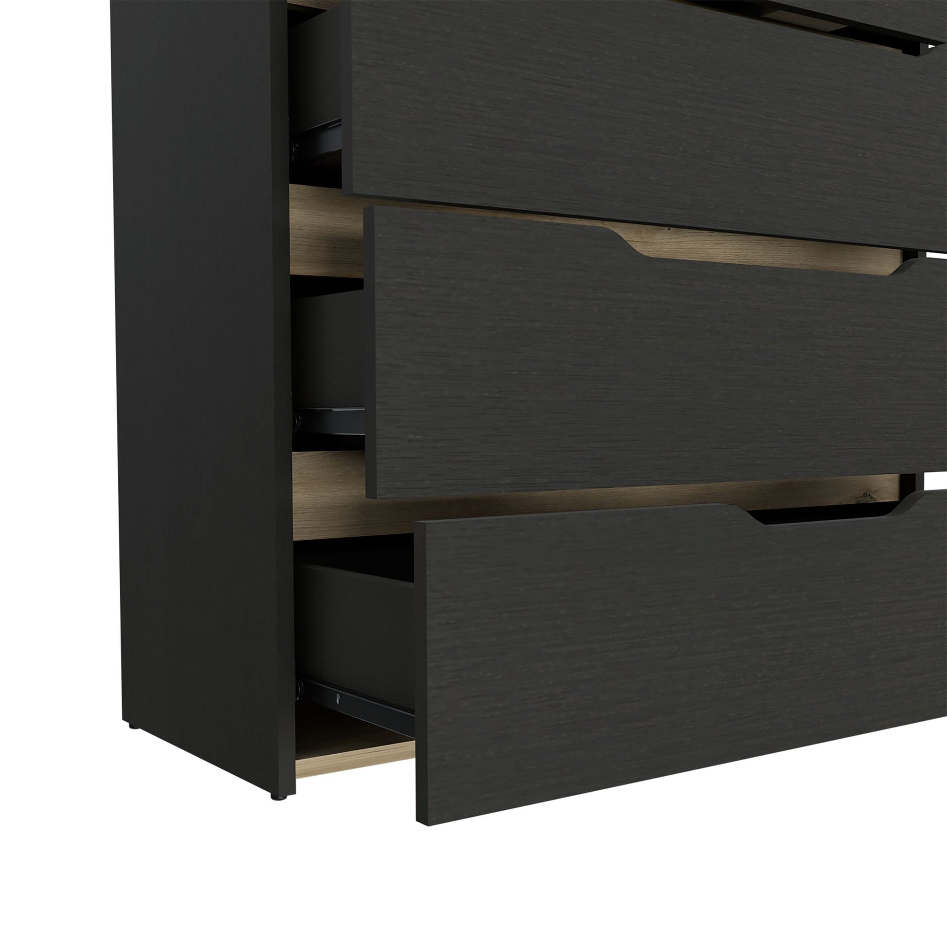 Drawer Dresser 35"H, Four Drawers, Superior Top, Black / Light Oak image 8
