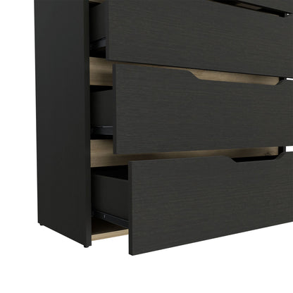 Drawer Dresser 35"H, Four Drawers, Superior Top, Black / Light Oak image 8