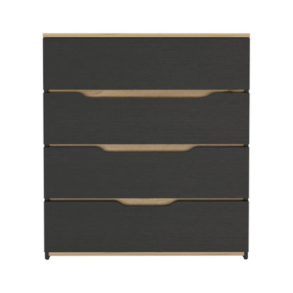 Drawer Dresser 35"H, Four Drawers, Superior Top, Black / Light Oak image 3