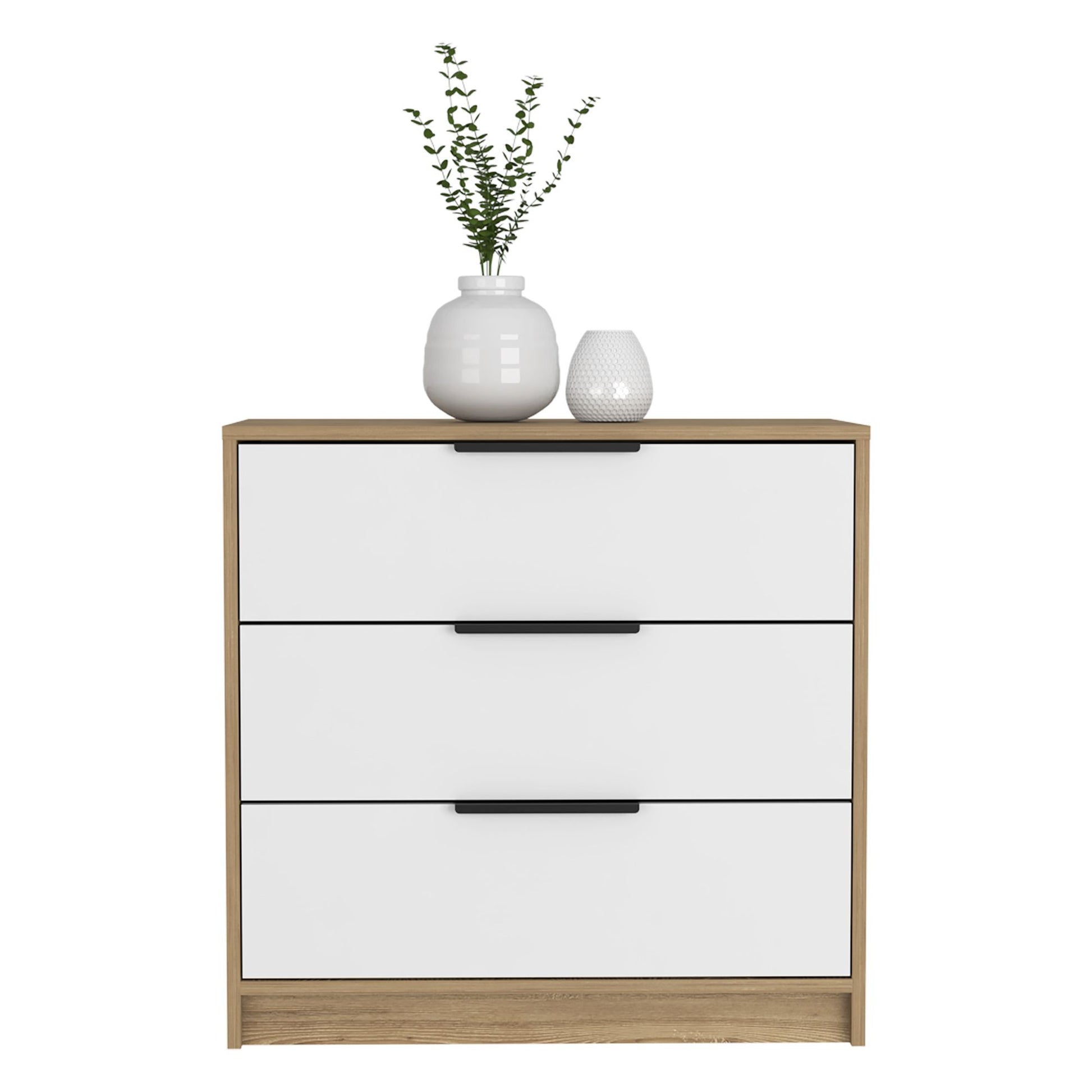 Dresser 27"H, 3 Drawers Dresser, Superior Top, White / Light Oak image 5