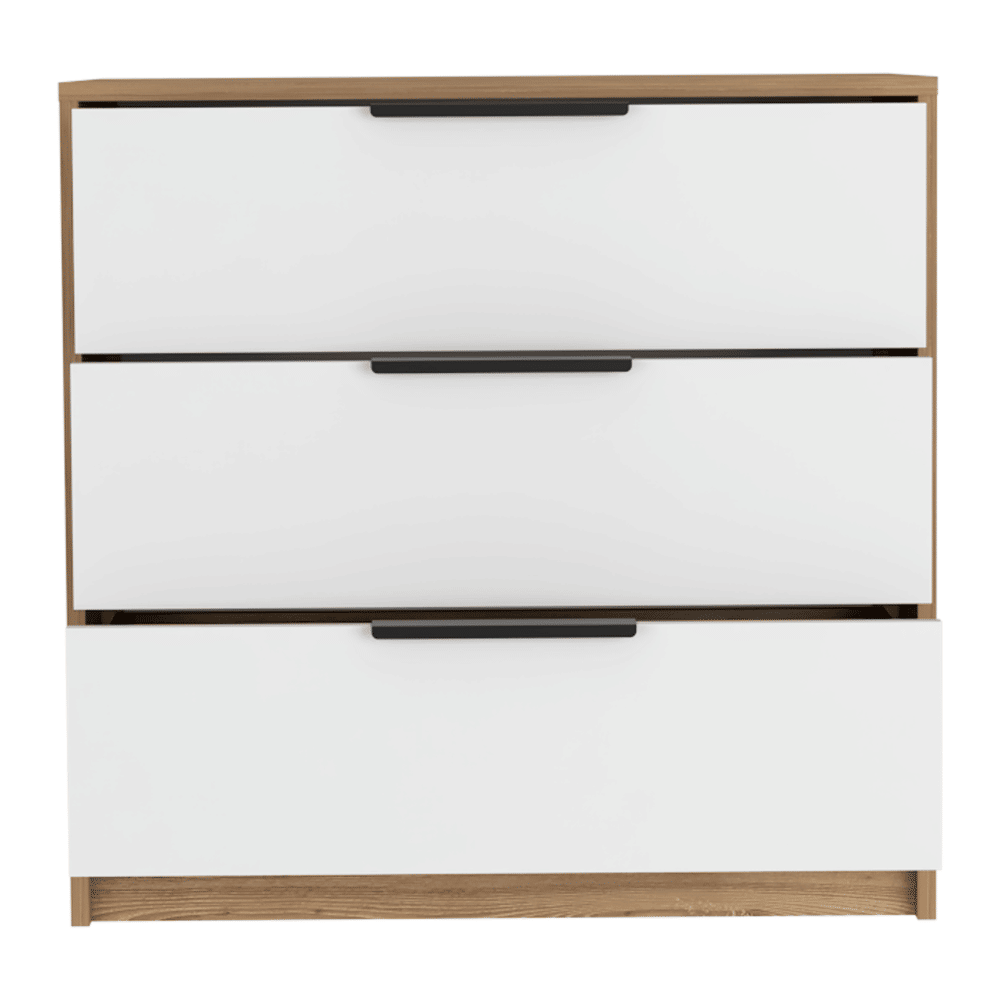 Dresser 27"H, 3 Drawers Dresser, Superior Top, White / Light Oak image 3