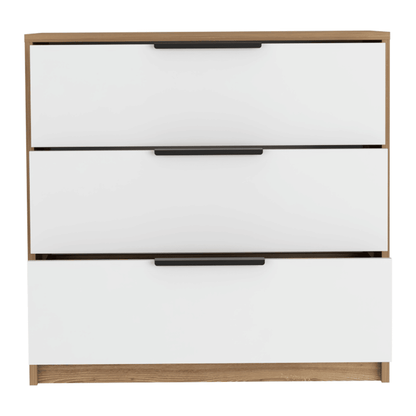 Dresser 27"H, 3 Drawers Dresser, Superior Top, White / Light Oak image 3