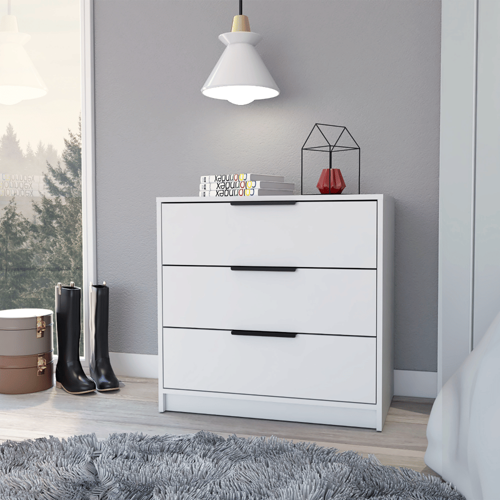 Dresser 27"H, 3 Drawers Dresser, Superior Top, White image 1