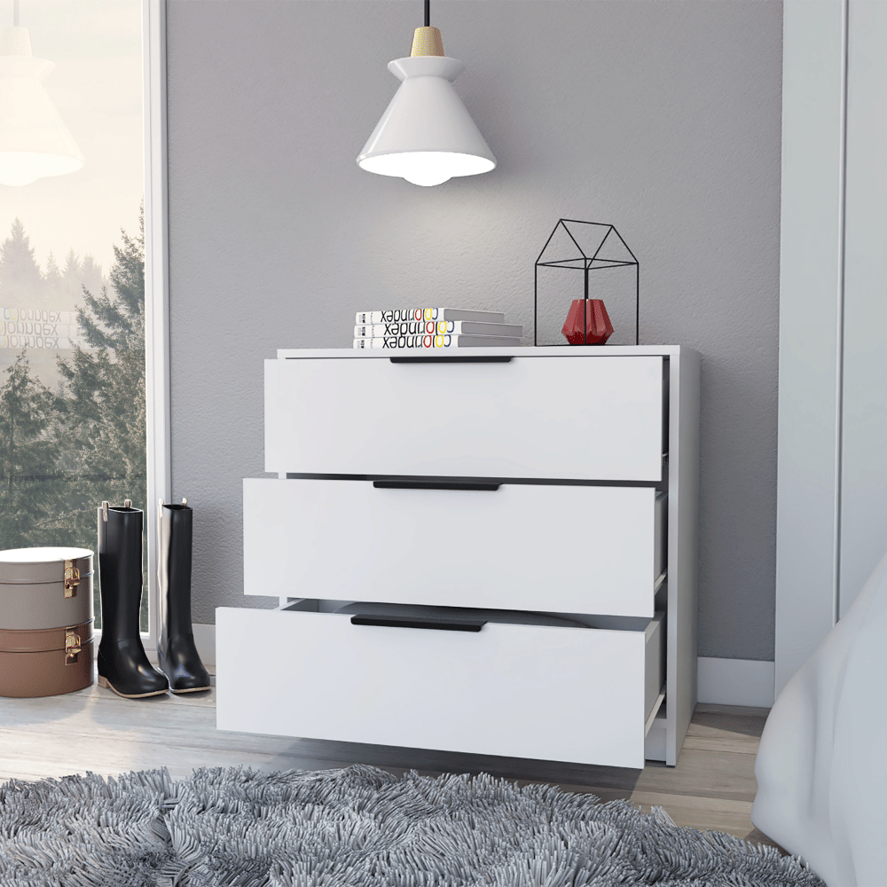 Dresser 27"H, 3 Drawers Dresser, Superior Top, White image 2