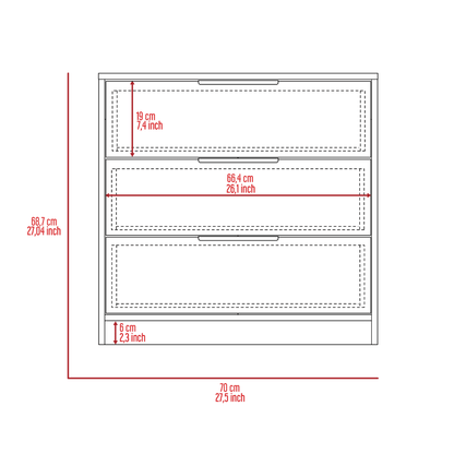 Dresser 27"H, 3 Drawers Dresser, Superior Top, White image 6