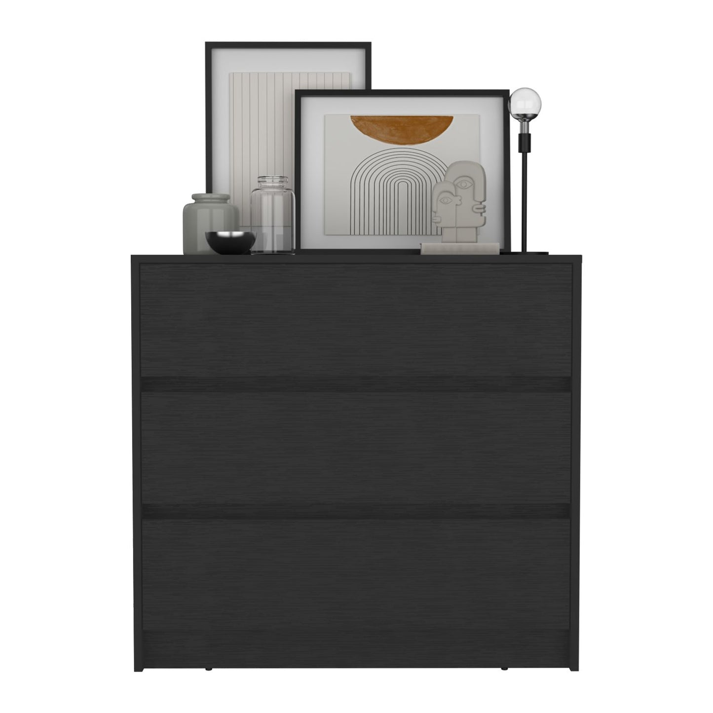 Dresser 31"H, 3 Drawers, Chest of Drawers, Black image 3