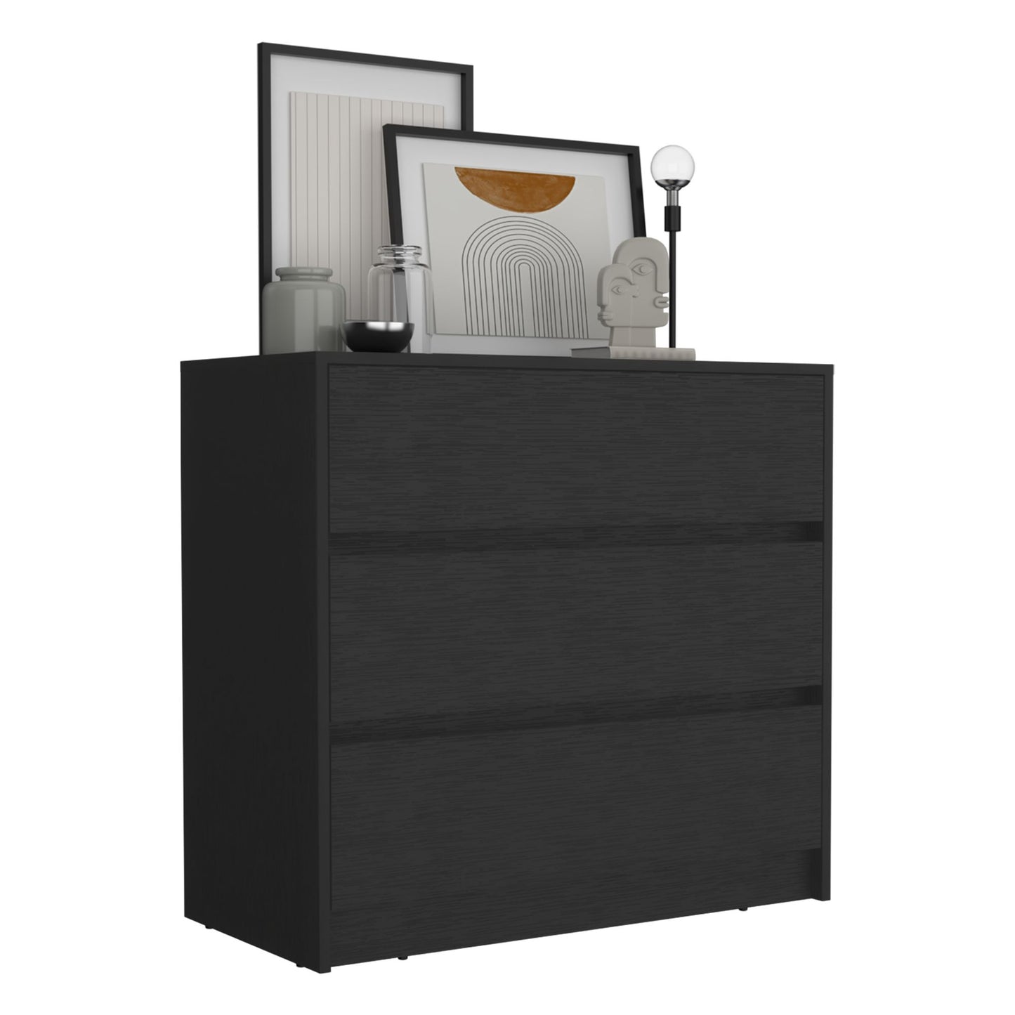 Dresser 31"H, 3 Drawers, Chest of Drawers, Black image 5