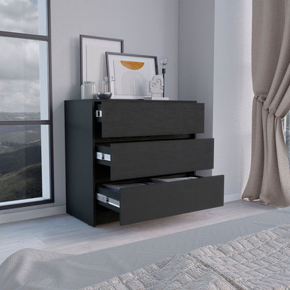 Dresser 31"H, 3 Drawers, Chest of Drawers, Black image 2