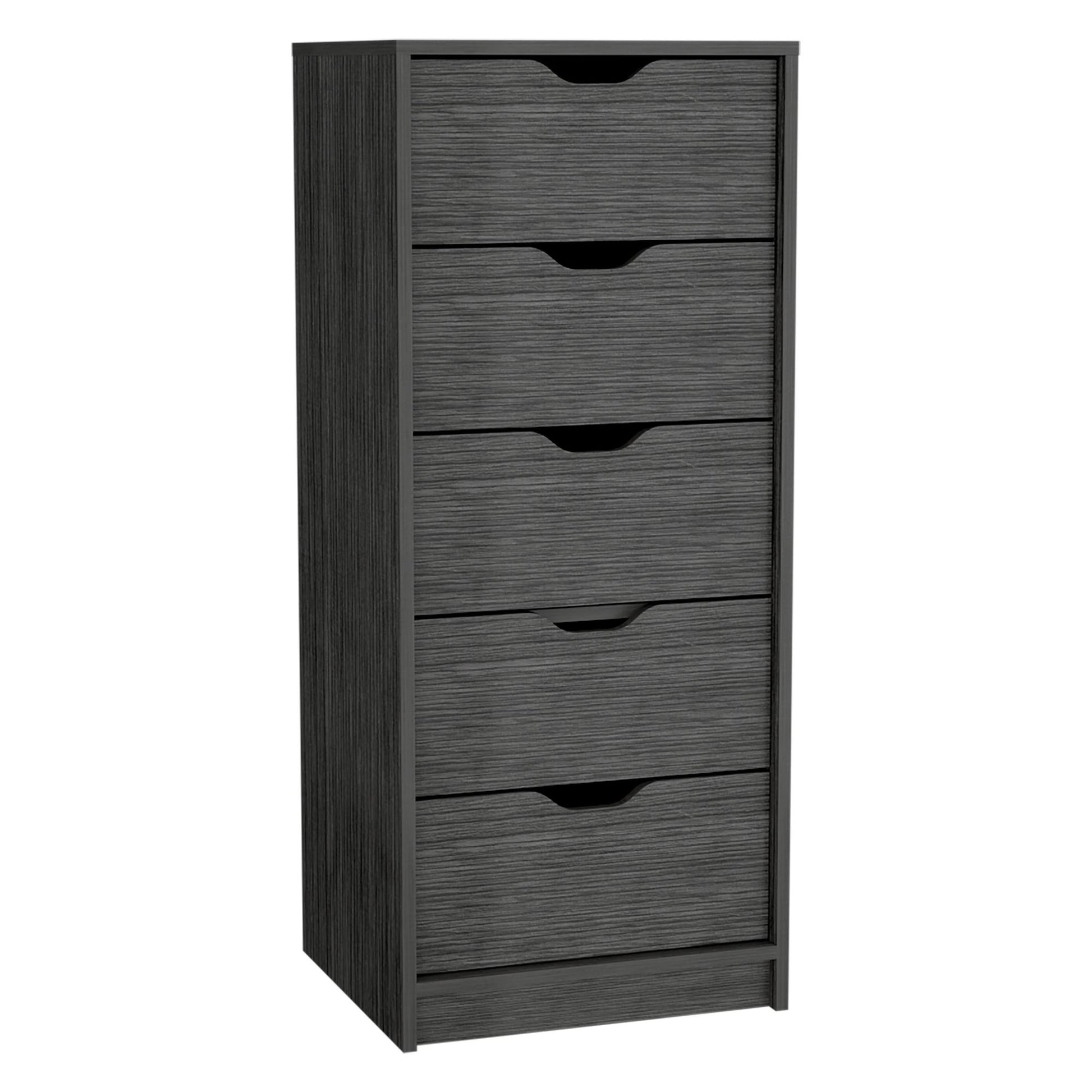 Dresser 42H" 5 Drawers Narrow Dresser, Slim Storage Chest of Drawers, Bedroom, Smokey Oak image 2