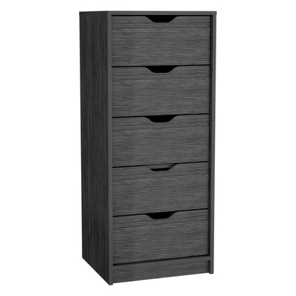 Dresser 42H" 5 Drawers Narrow Dresser, Slim Storage Chest of Drawers, Bedroom, Smokey Oak image 2
